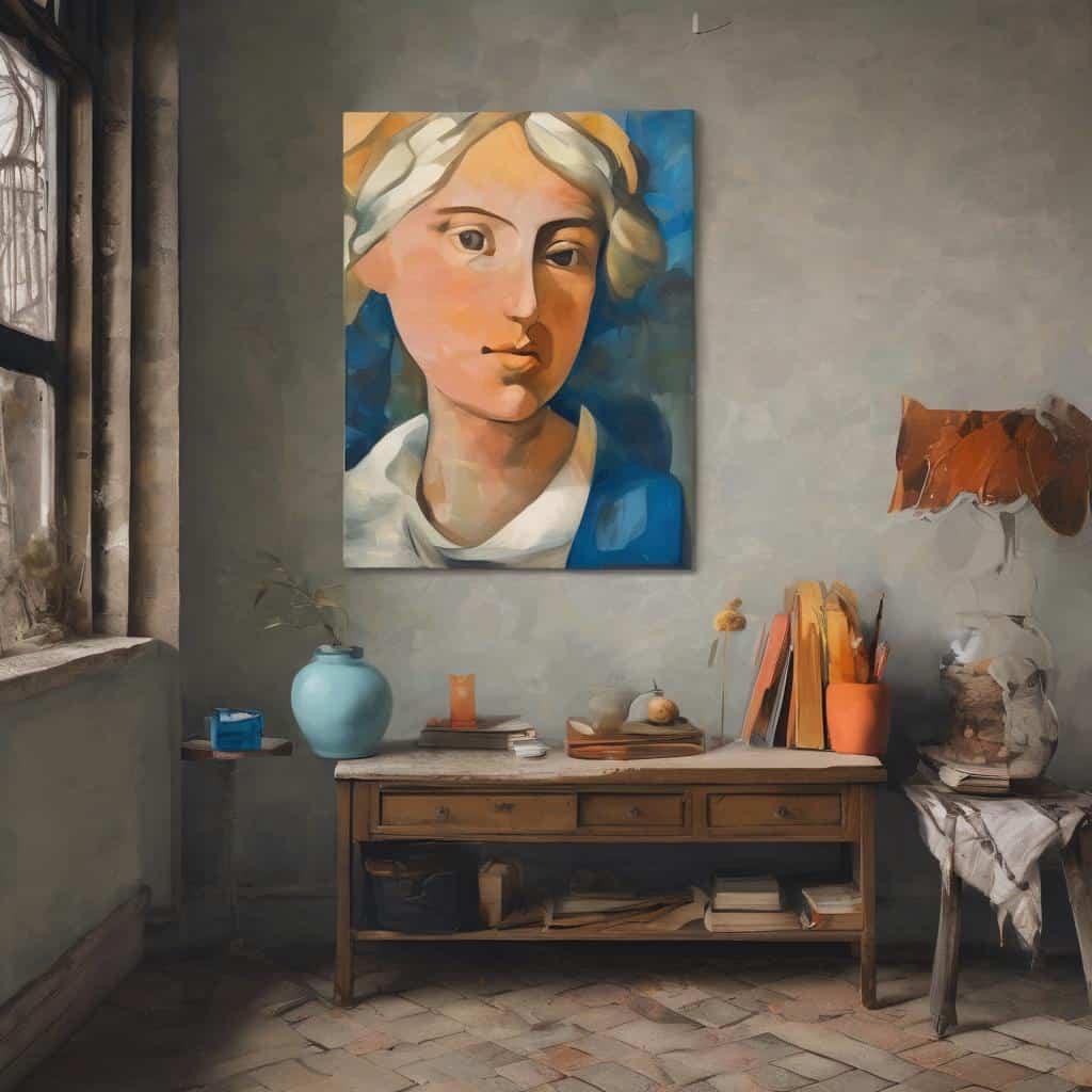 Οπτική αλληλεπίδραση θεατή με καλλιτεχνικό έργο σε ελαιογραφία, σύγχρονη τέχνη και ανταλλαγή εμπειριών.