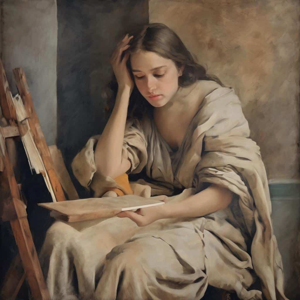 παραστατικό έργο και θεατή, ζωγραφική της ηρεμίας, καλλιτεχνική αλληλεπίδραση με το έργο τέχνης.