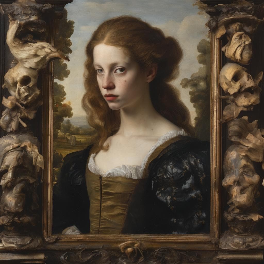 Αλληλεπίδραση θεατή και καλλιτεχνικού έργου σε αυτό το πορτρέτο, αναδεικνύοντας την τέχνη και την καθηλωτική ατμόσφαιρα.